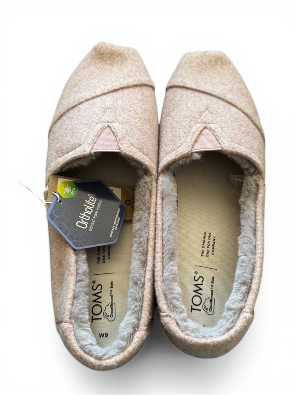 TOMS Alpargata Pale Mauve Faux-Fur Two Tone Felt Slip-On Flats